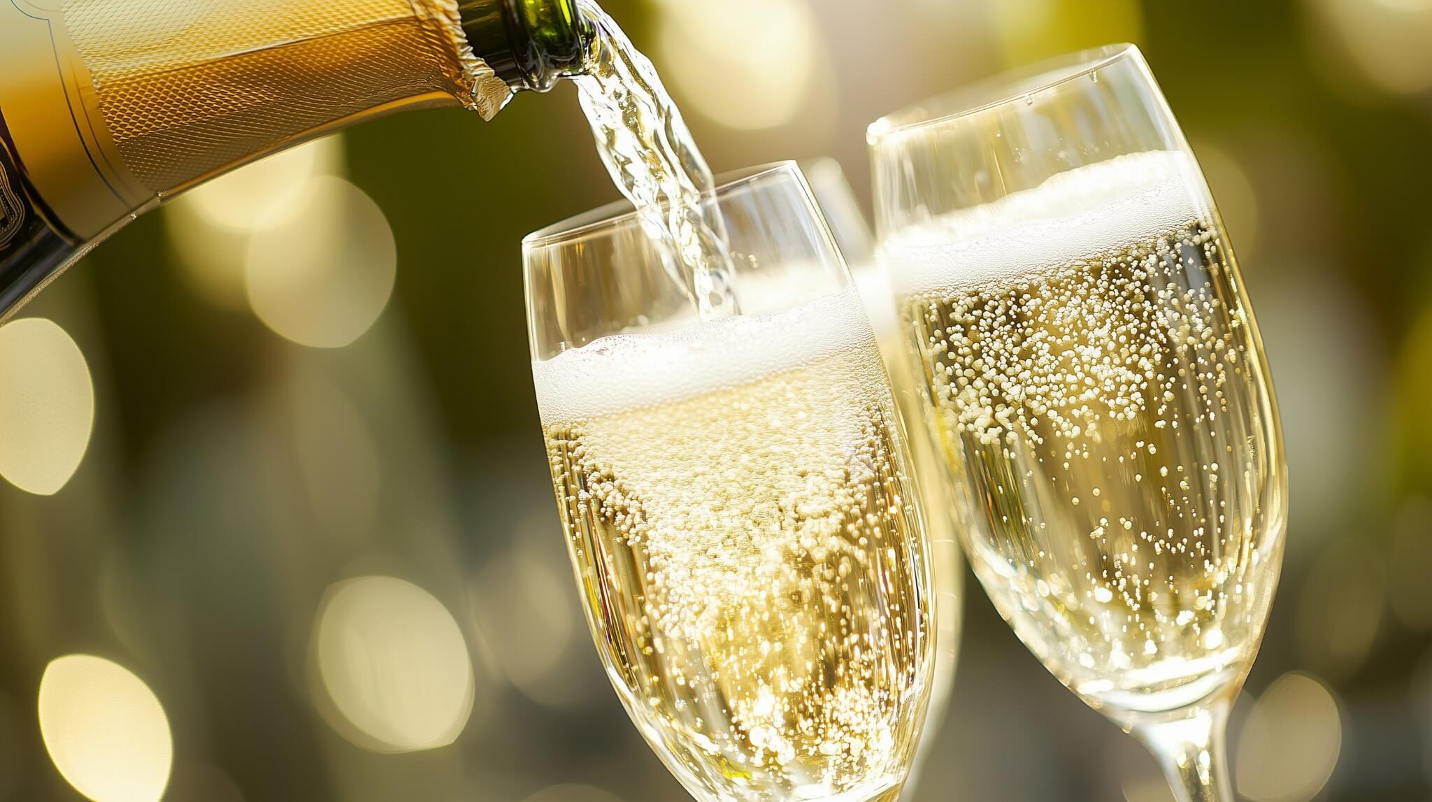 Champagne toast at golden hour on a coastal cliff overlooking the ocean