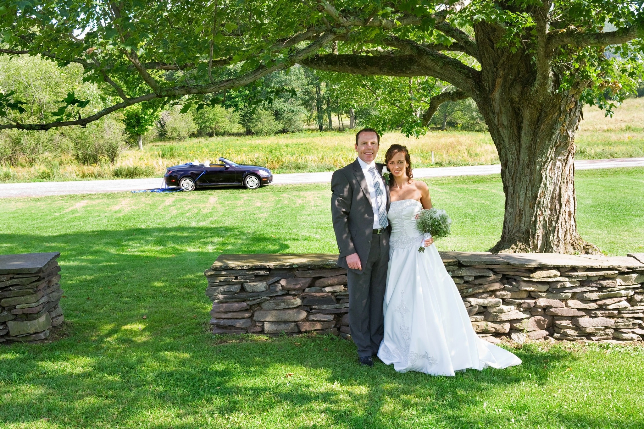Couple beneath a draped oak tree